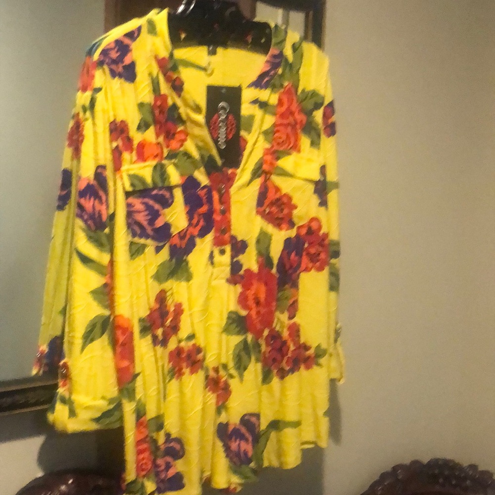 Cocomo Vibrant Floral Yellow Blouse